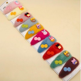 Fashion Alley Random Design Fur Hair Pin For Kids [Pack Of 10]