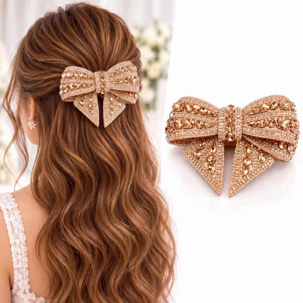 Fashion Alley 9 Cm Crystal Bow Hair Pin For Women Pack Of 12 Pc