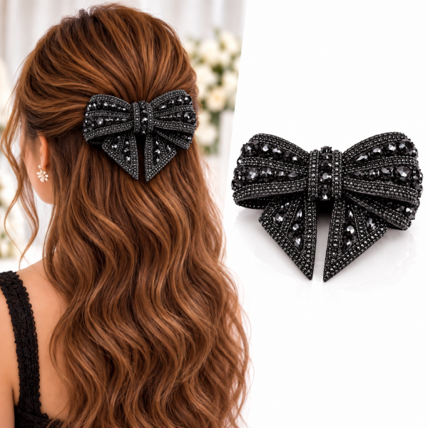 Fashion Alley Black Bow Pin For Women Pack Of 12 Pc