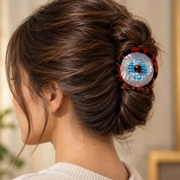 Fashion Alley 5 Cm Evil Eye Hair Claw For Women Pack Of 12 Pc