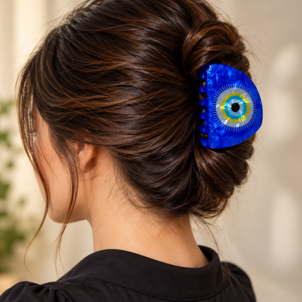 Fashion Alley 8 Cm Evil Eye Hair Claw For Women Pack Of 12 Pc