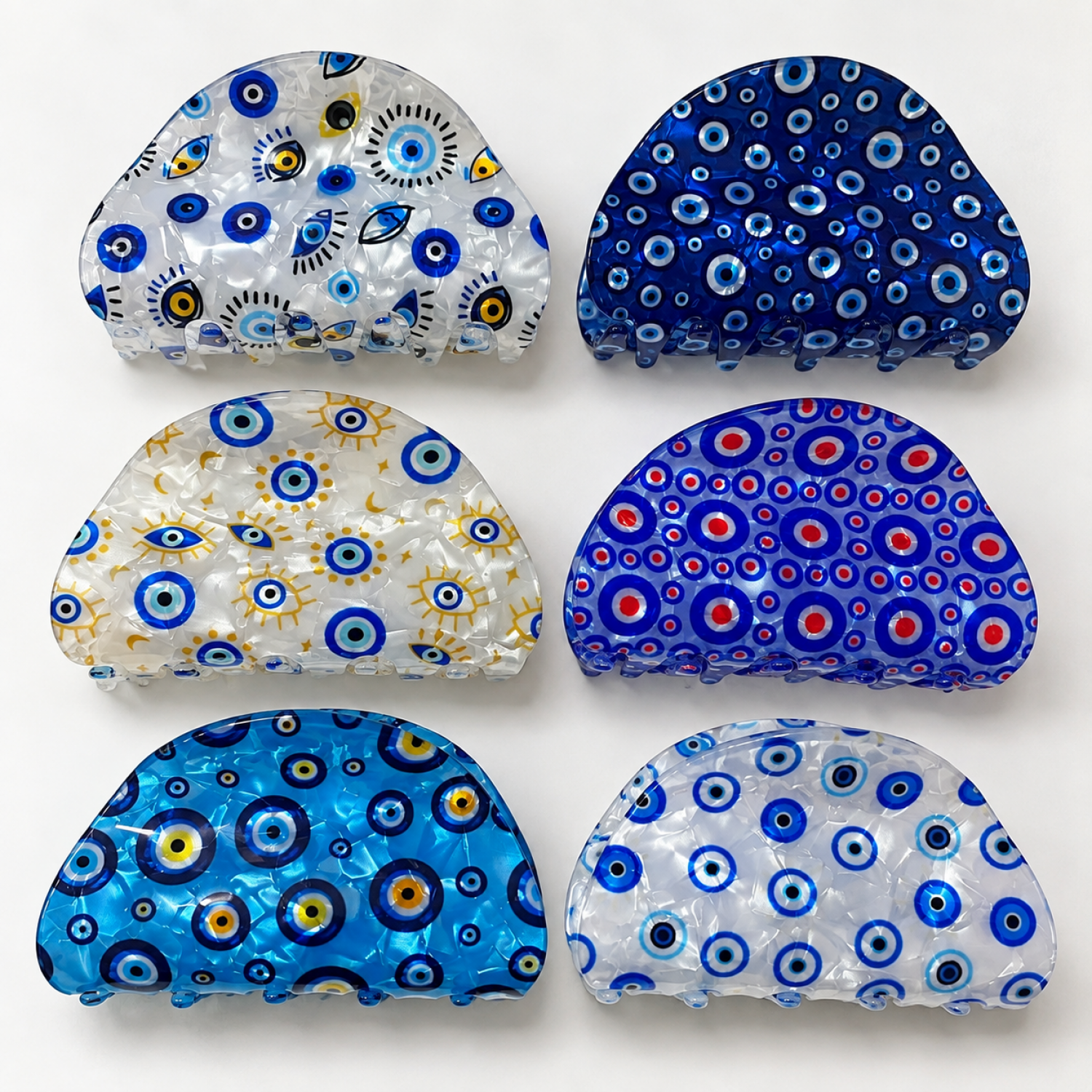 Fashion Alley 8 Cm Evil Eye Hair Claw For Women Pack Of 12 Pc