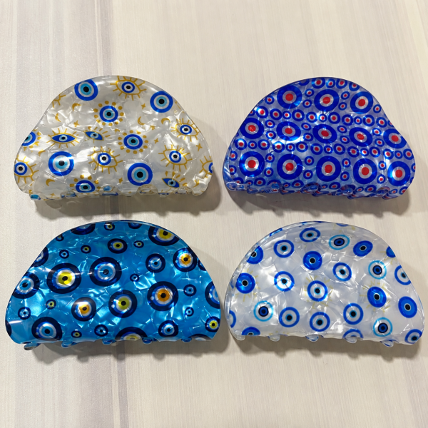 Fashion Alley 8 Cm Evil Eye Hair Claw For Women Pack Of 12 Pc