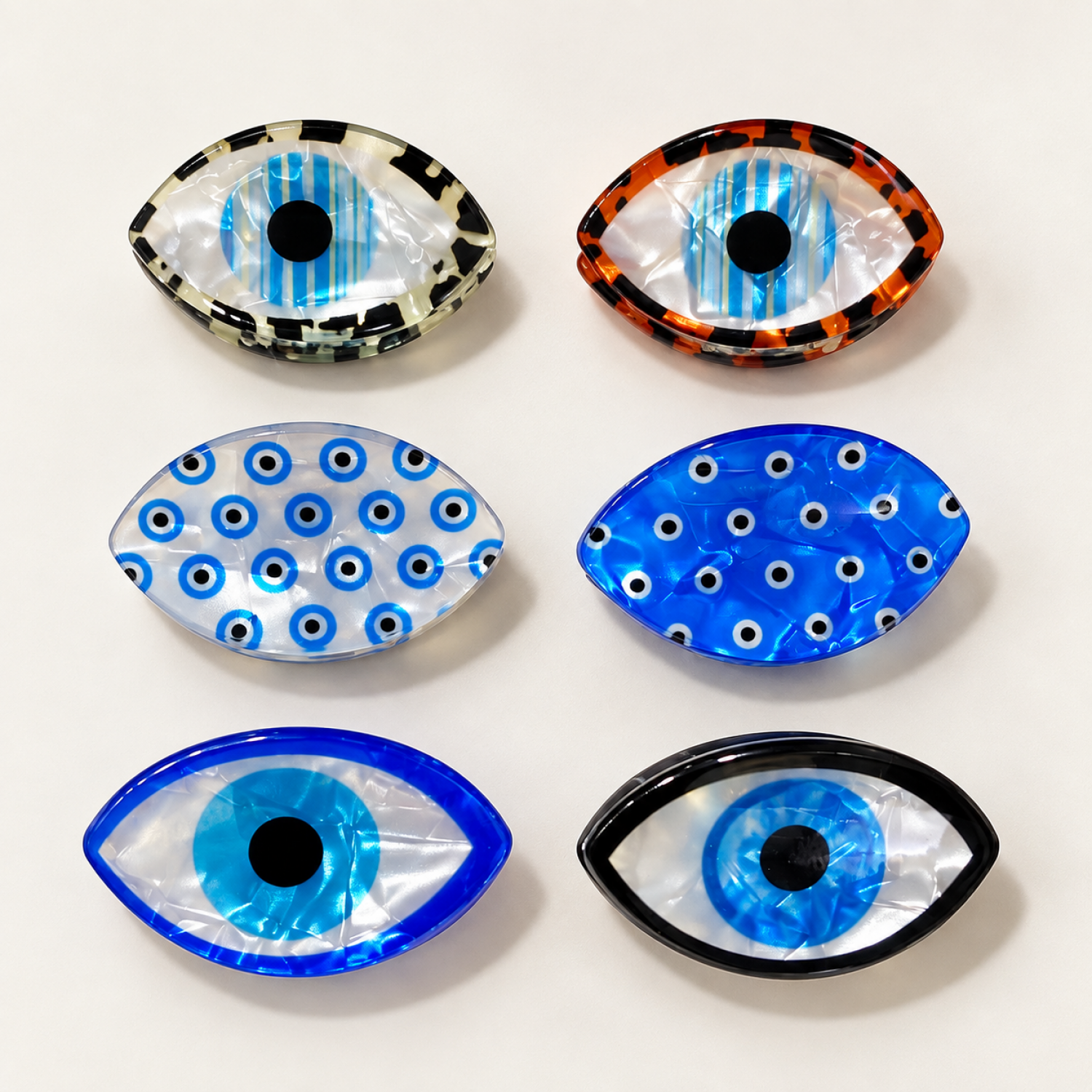 Fashion Alley 4 Cm Evil Eye Hair Claw For Women Pack Of 12 Pc