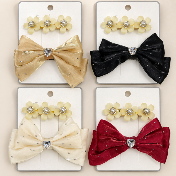 Fashion Alley Bow Organza Hair Pin For Women [Pack Of 24 Pc]
