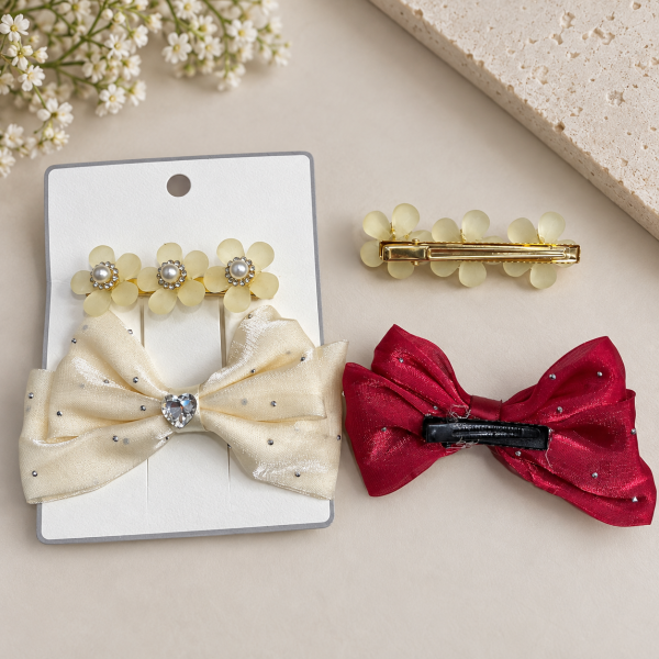 Fashion Alley Bow Organza Hair Pin For Women [Pack Of 24 Pc]