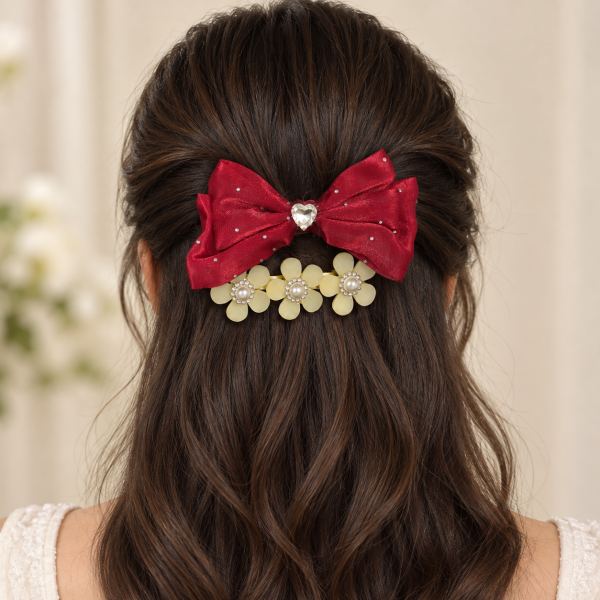 Fashion Alley Bow Organza Hair Pin For Women [Pack Of 24 Pc]