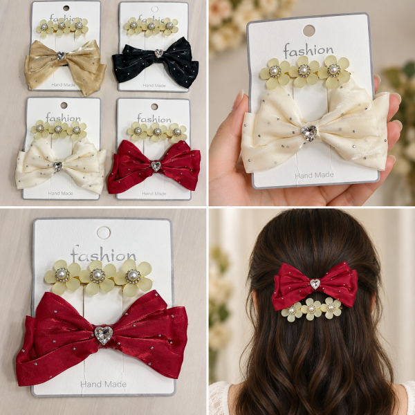 Fashion Alley Bow Organza Hair Pin For Women [Pack Of 24 Pc]