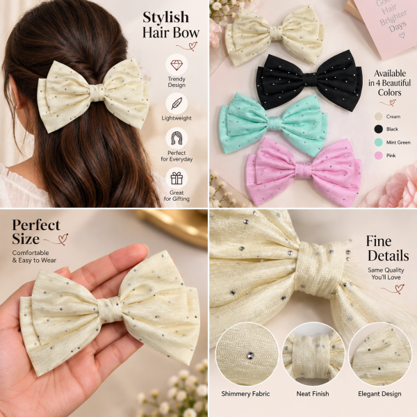 Fashion Alley Bow Hair Pin For Women [Pack Of 12 Pc]