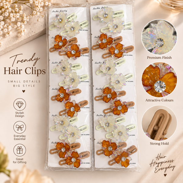 Fashion Alley flower Design Hair Pin For women Pack Of 24 Pc