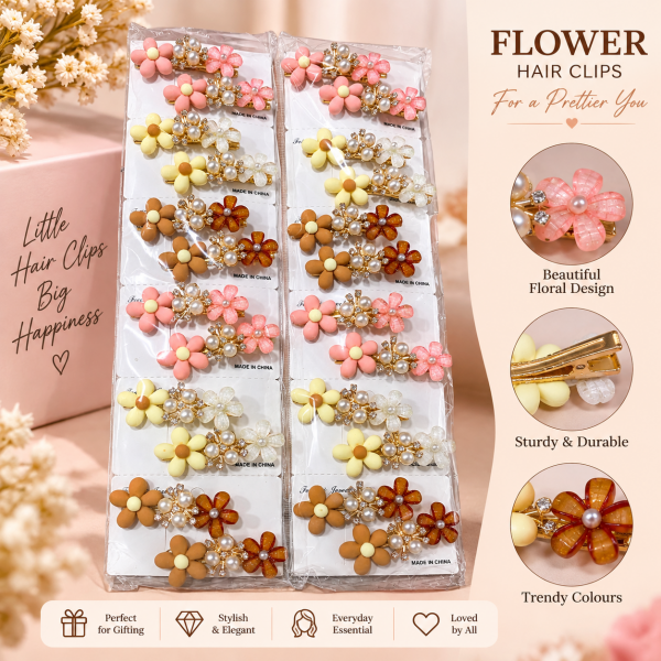 Fashion Alley flower Design Hair Pin For women Pack Of 24 Pc
