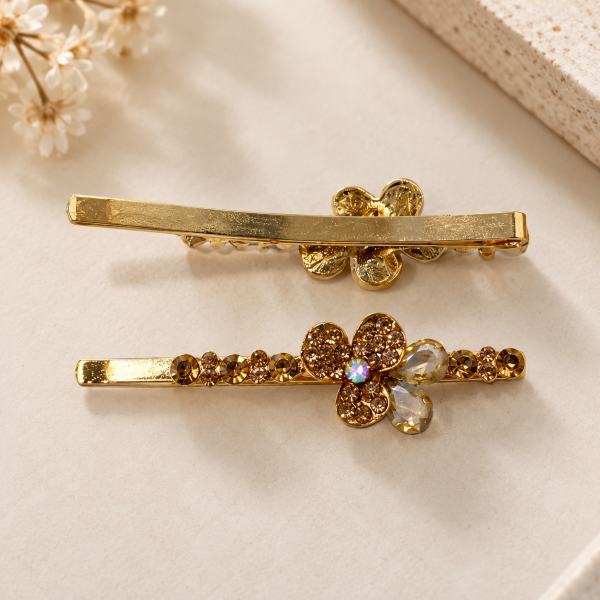 Fashion Alley Golden & Silver Metal Hair Pins For Women Pack Of 24 Pc