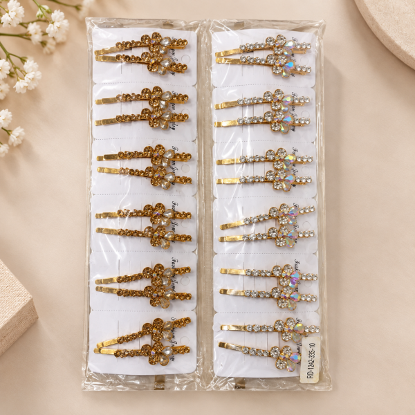 Fashion Alley Golden & Silver Metal Hair Pins For Women Pack Of 24 Pc
