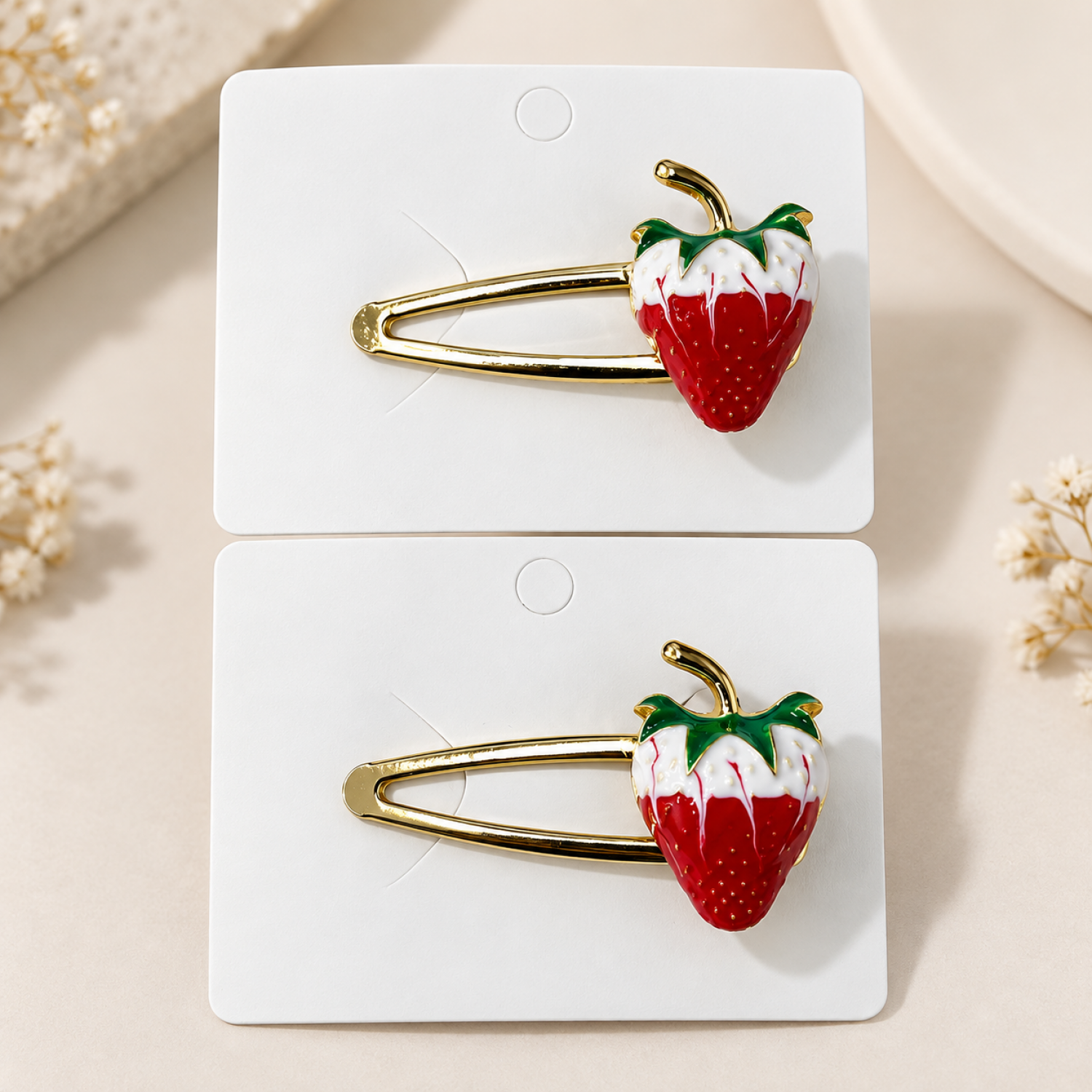 Fashion Alley strawberry Design Hair Pin For Women Pack Of 12 Pc