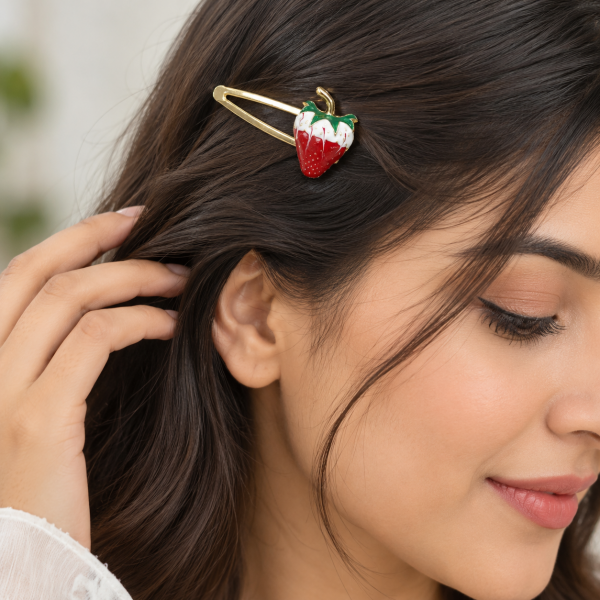 Fashion Alley strawberry Design Hair Pin For Women Pack Of 12 Pc