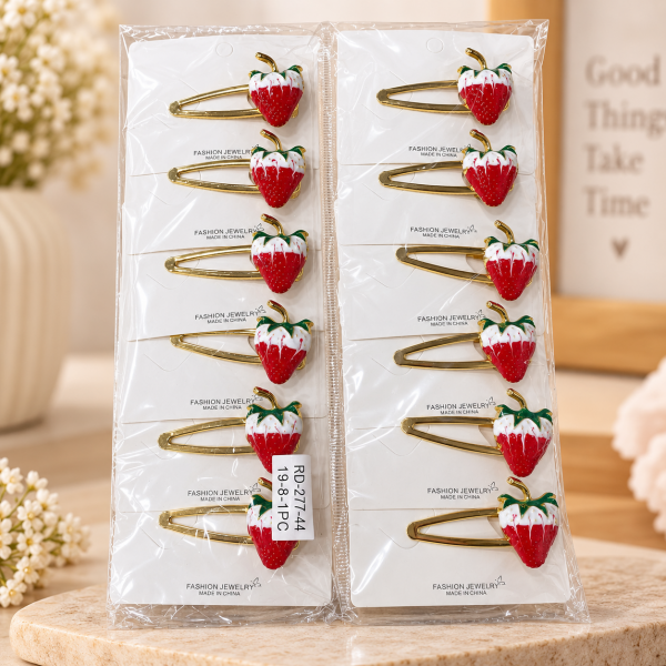 Fashion Alley strawberry Design Hair Pin For Women Pack Of 12 Pc