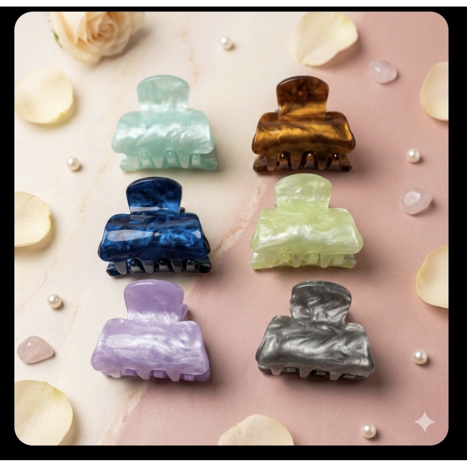 Fashion Alley 3 CM Mini Shine Hair Claw For Women Pack Of 12