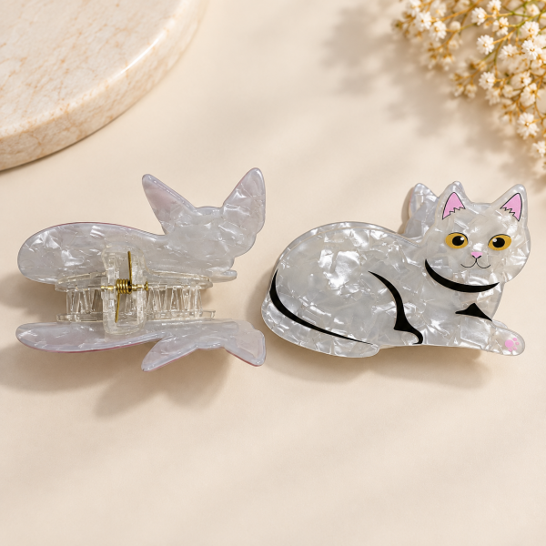 Fashion Alley 8 Cm Cat Design Hair Claw For Women Pack Of 12 Pc