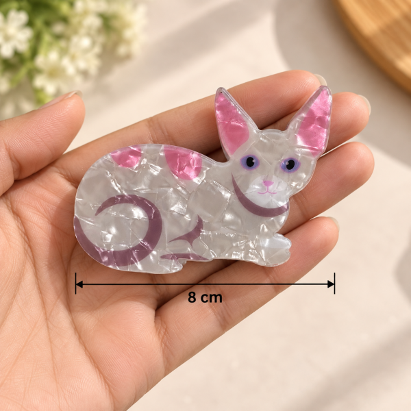 Fashion Alley 8 Cm Cat Design Hair Claw For Women Pack Of 12 Pc