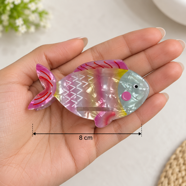 Fashion Alley Assorted Color Fish Shape Hair Claw For Women Pack Of 12 Pc