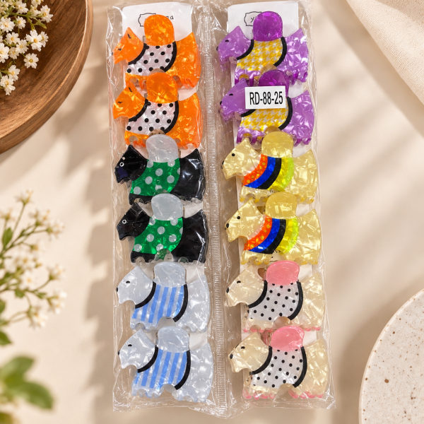 Fashion Alley 6Cm Puppy shaped Design Hair Claw For Women Pack Of 12 Pc