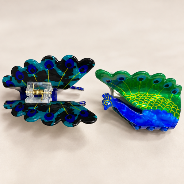Fashion Alley 8 Cm Peacock Design Hair Claw For Women Pack Of 12 Pc