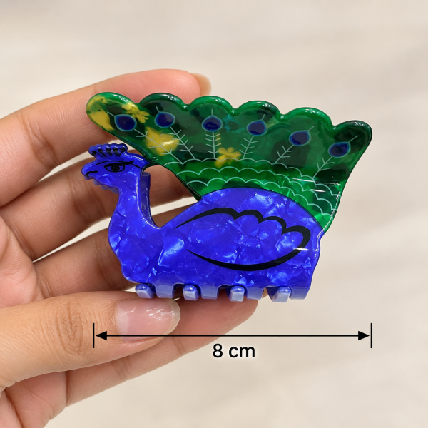 Fashion Alley 8 Cm Peacock Design Hair Claw For Women Pack Of 12 Pc