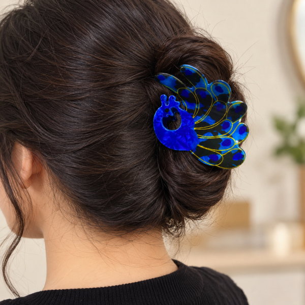 Fashion Alley 8 Cm Peacock Design Hair Claw For Women Pack Of 12 Pc