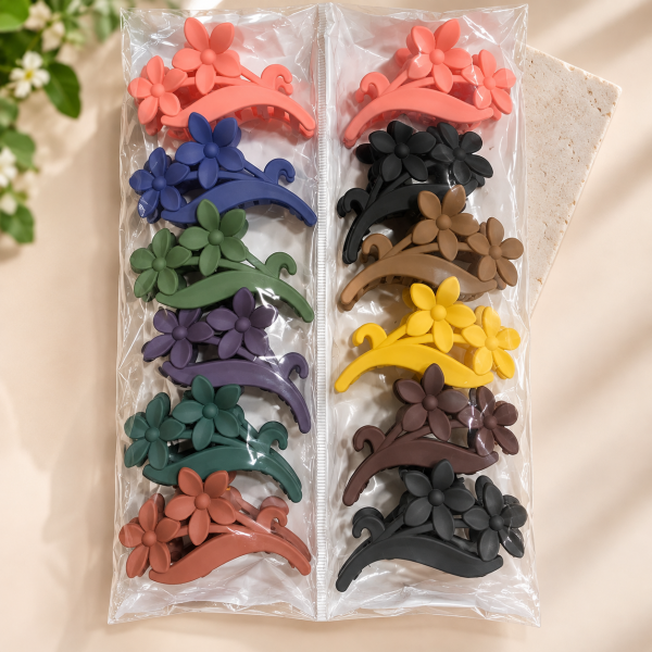 Fashion Alley 8 Cm Matt Hair Claw For Women Pack Of 12 Pc
