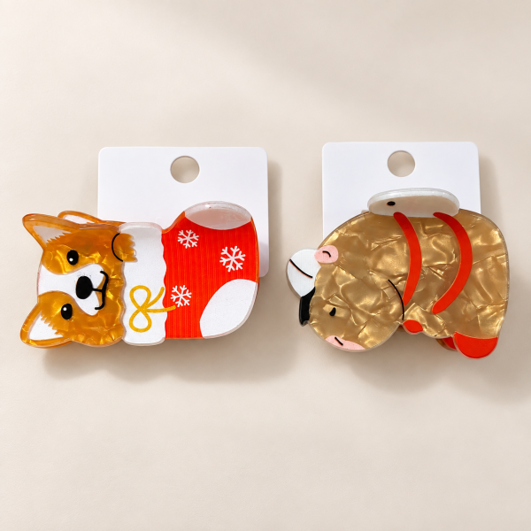 Fashion Alley 6Cm puppy design Hair Claw For Women Pack Of 12