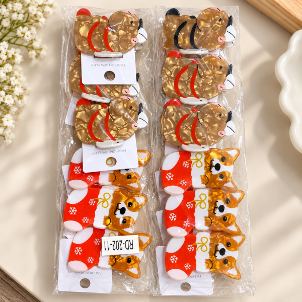 Fashion Alley 6Cm puppy design Hair Claw For Women Pack Of 12
