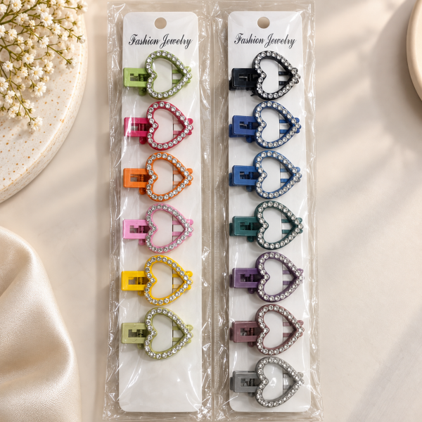 Fashion Alley Heart  Shape  Matte Rhinestone Hair Pins ( pack of 12 )