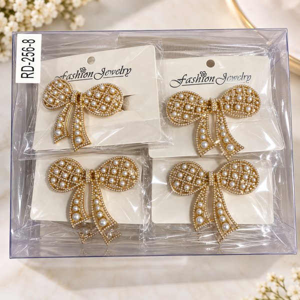 Fashion Alley Metal Bow Pin For Women Pack Of 12 Pc