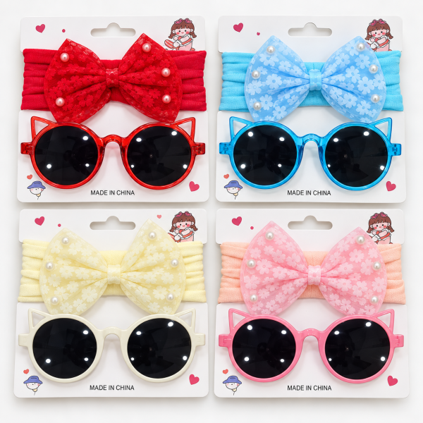 Fashion Alley Sunglasses With Hair Band Gift Set Combo For Kids Pack Of 12 Card