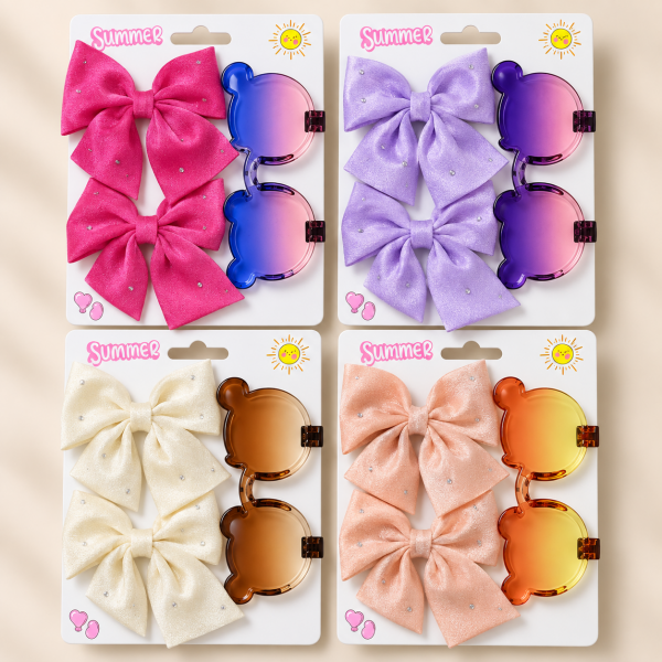 Fashion Alley Sunglasses With Bow Pins Gift Set Combo For Kids Pack Of 12 Card
