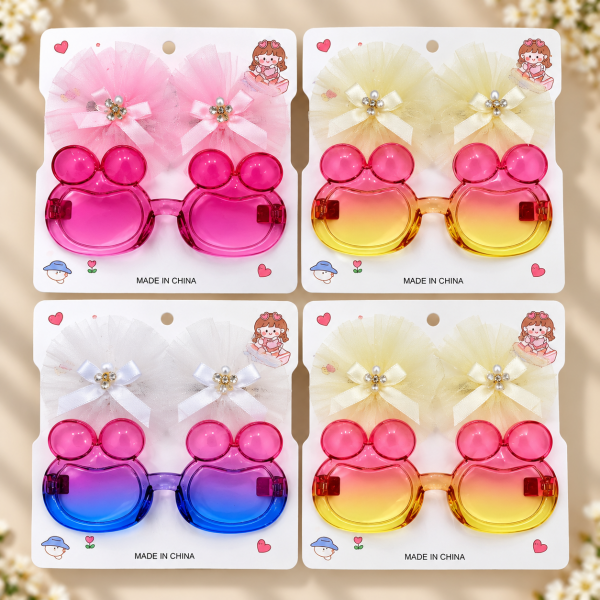 Fashion Alley Sunglasses With Bow Pins Gift Set Combo For Kids Pack Of 12 Card