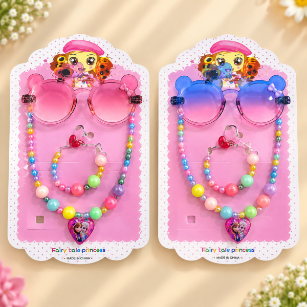 Fashion Alley Sunglasses With Necklace With Ring Gift Set Combo For Kids Pack Of 12 Card