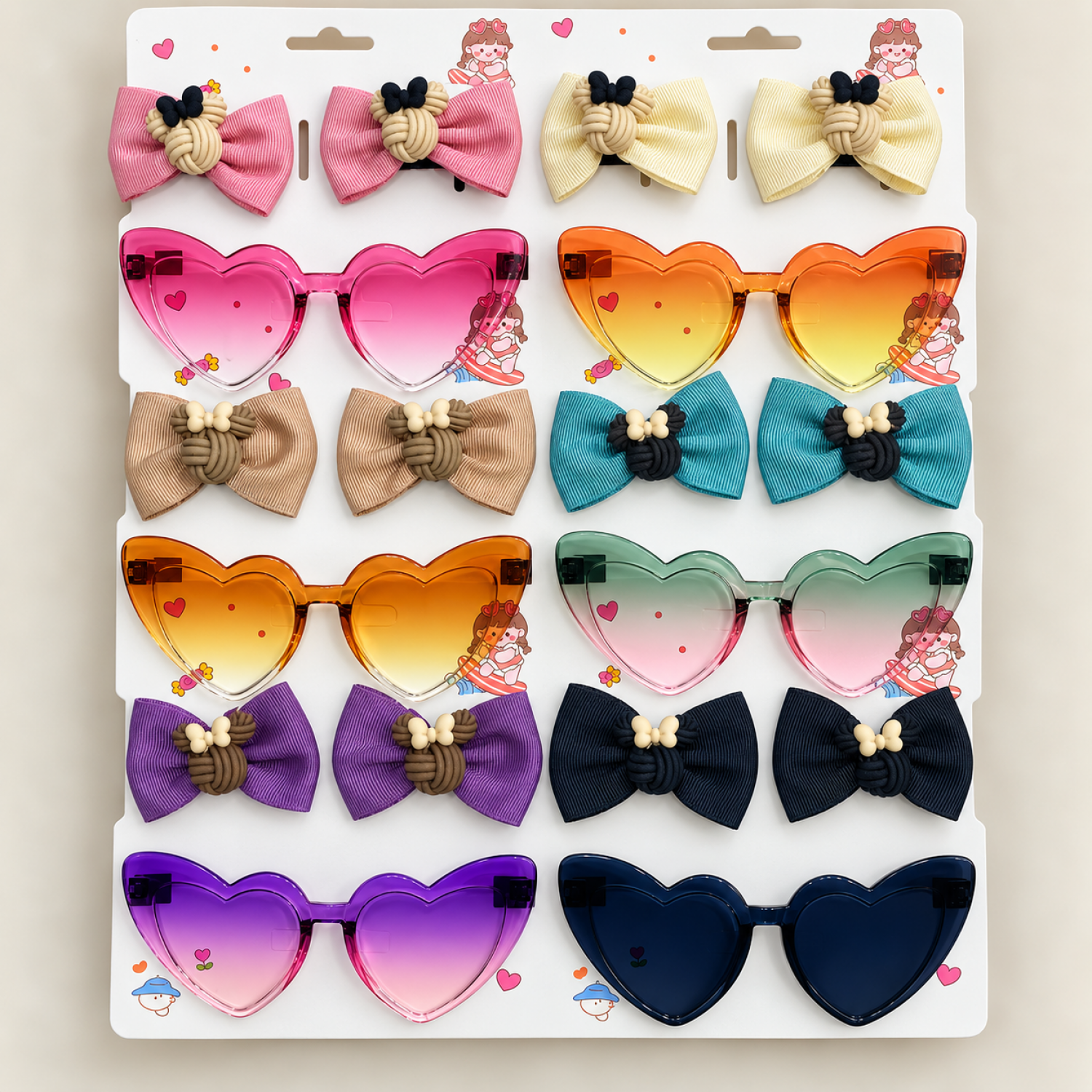 Fashion Alley Sunglasses With Bow Pins Gift Set Combo For Kids Pack Of 12 Card