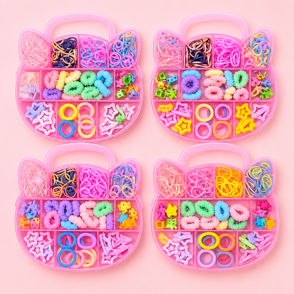 Fashion Alley Rubber Band Clip With Clutcher Gift Combo Set For Kids Pack Of 12 Box