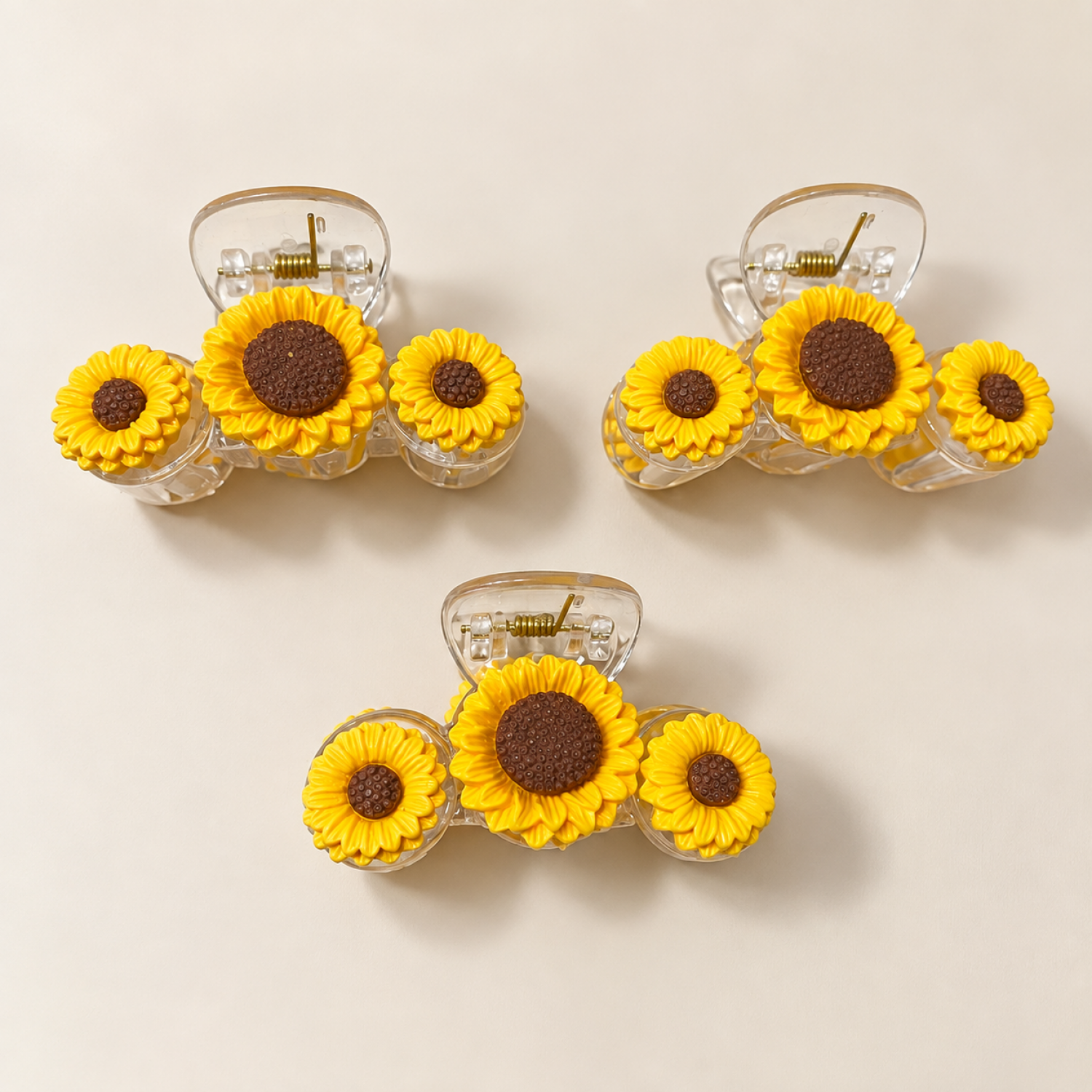 Fashion Alley 7 Cm Sunflower Hair Claw For Women Pack Of 12 Pc