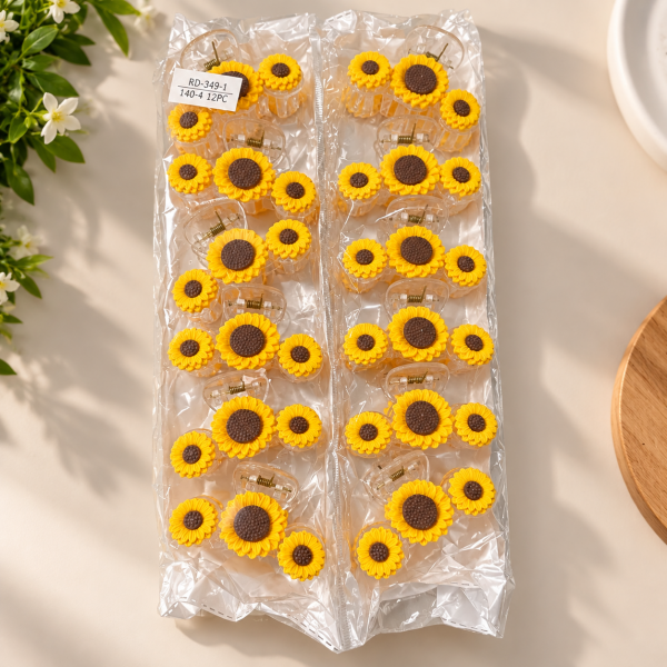 Fashion Alley 7 Cm Sunflower Hair Claw For Women Pack Of 12 Pc