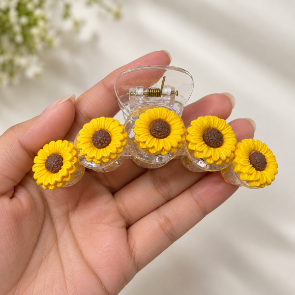 Fashion Alley 11 Cm Sunflower Hair Claw For Women Pack Of 12 Pc 