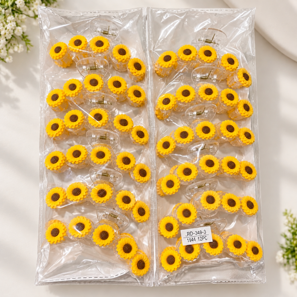 Fashion Alley 11 Cm Sunflower Hair Claw For Women Pack Of 12 Pc 