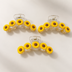 Fashion Alley 11 Cm Sunflower Hair Claw For Women Pack Of 12 Pc 