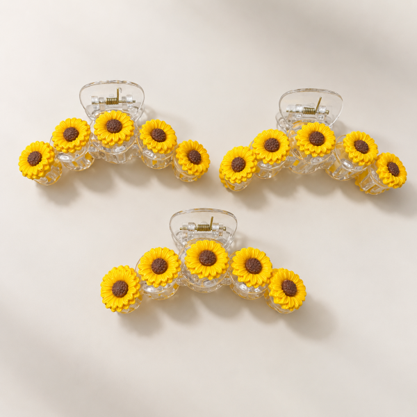 Fashion Alley 11 Cm Sunflower Hair Claw For Women Pack Of 12 Pc 