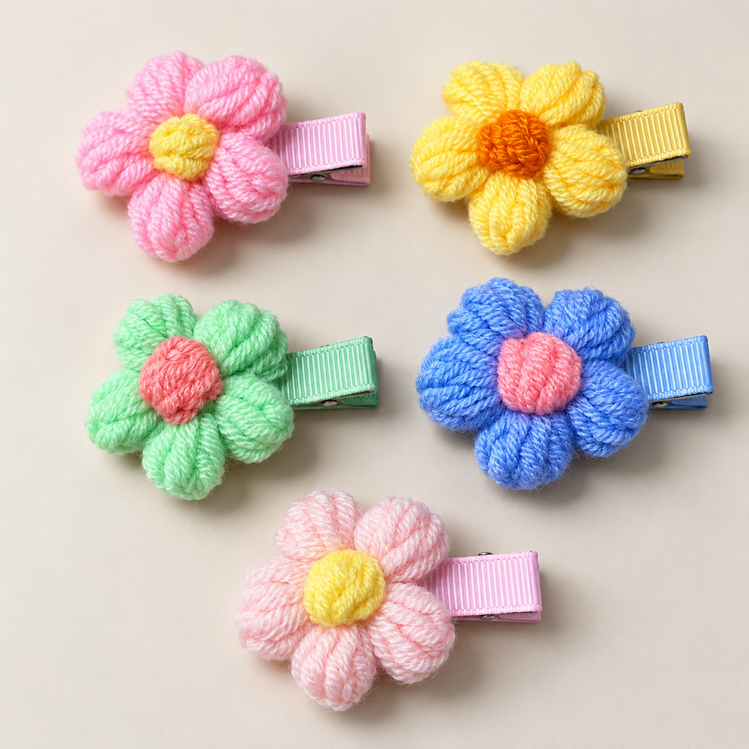 Fashion Alley Crochet Flower Hair Pin For Kids Pack Of 10 Pc