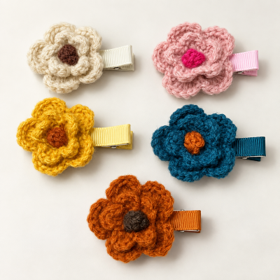 Fashion Alley Crochet Flower Hair Pin For Kids Pack Of 10 Pc