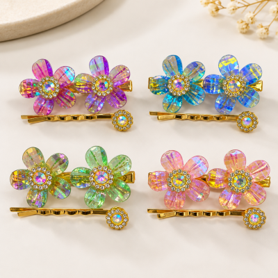 fashion alley Sparkling Multicolor Flower Hair Pin pack of 24 pcs
