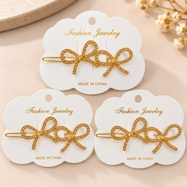 fashion alley Crystal Bow Hair Pins for kids pack of 12 pcs