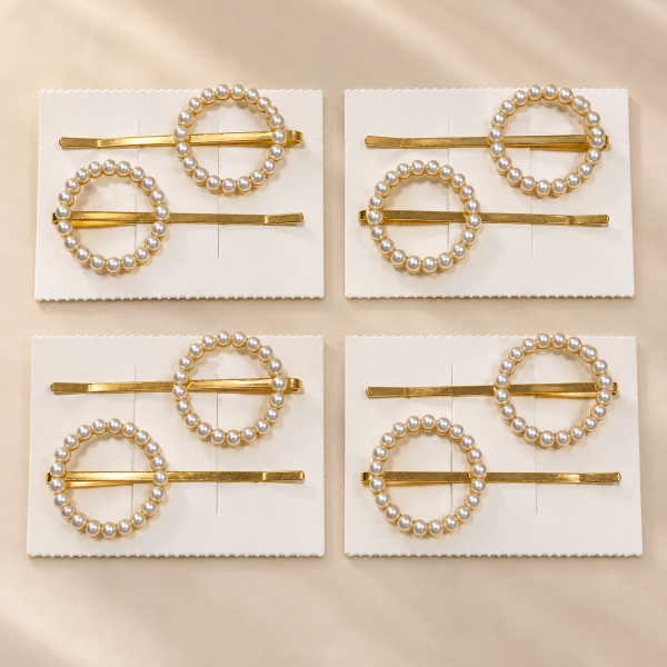 Fashion Alley Pearl Circle Gold Hair Pins Pack Of 24 Pc 